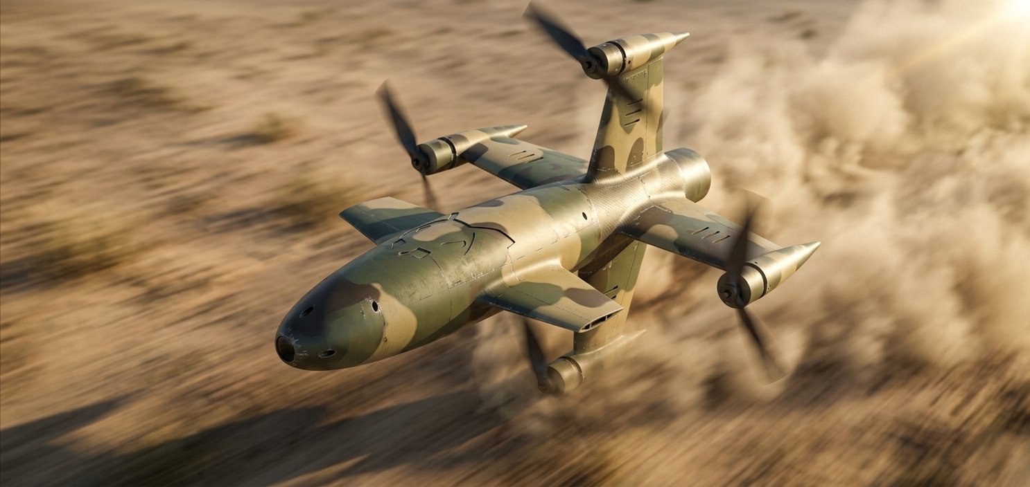 Interceptor in desert camo at speed